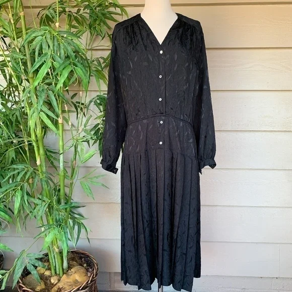 Argenti Pure Black Vintage Long Sleeve Dress - Picture 1 of 5